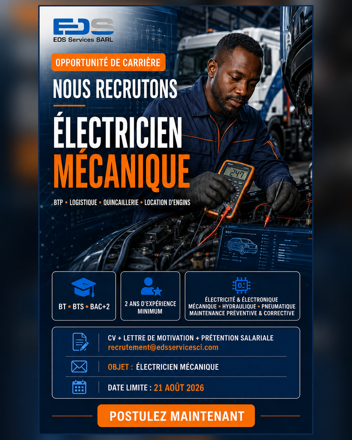 Visuel de l’offre ÉLECTRICIEN MÉCANIQUE