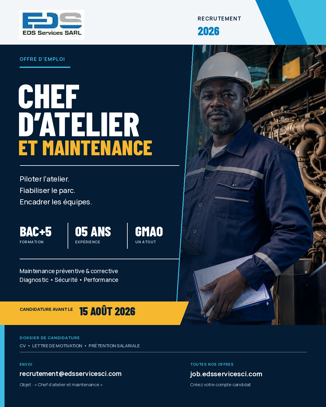 Visuel de l’offre CHEF D’ATELIER ET MAINTENANCE